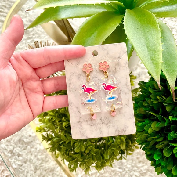 Lisa Frank Flamingo Earrings - Picture 3 of 4